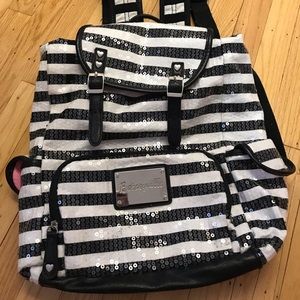 Betsey Johnson Striped Drawstring Backpack